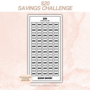 DIGITAL A6 20 DOLLAR Savings Challenge
