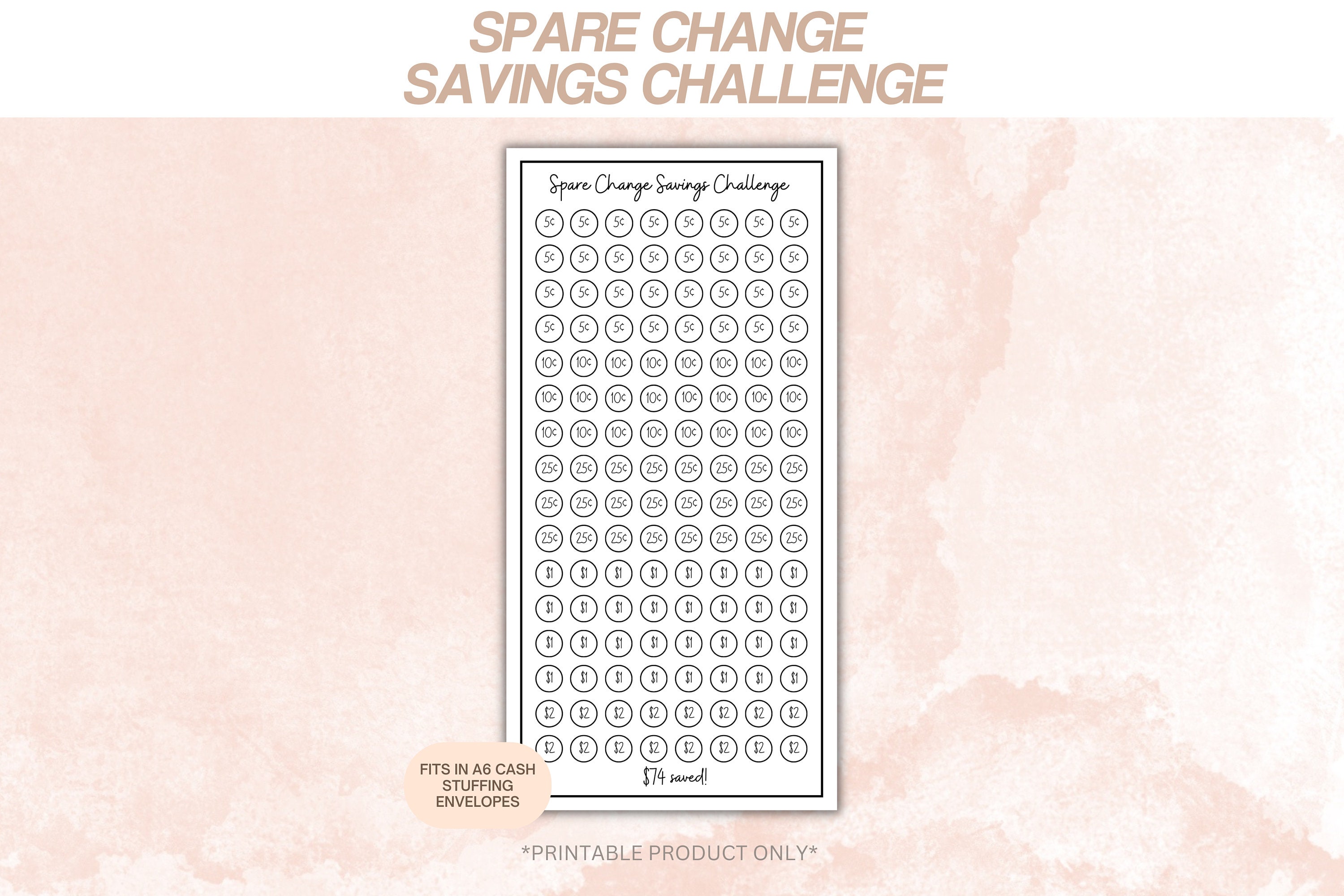 DIGITAL A6 Spare Change Savings Challenge - Etsy