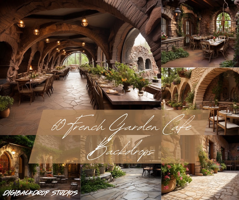 French Garden Cafe Digital Backdrops: Fine Art Photography (PNG/JPG) - Etsy