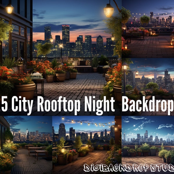 Digital Background Fine Art Photography Photoshop City Rooftop Night Digital Zoom Background Overlay Model Studio Zoom Backdrop High Res PNG