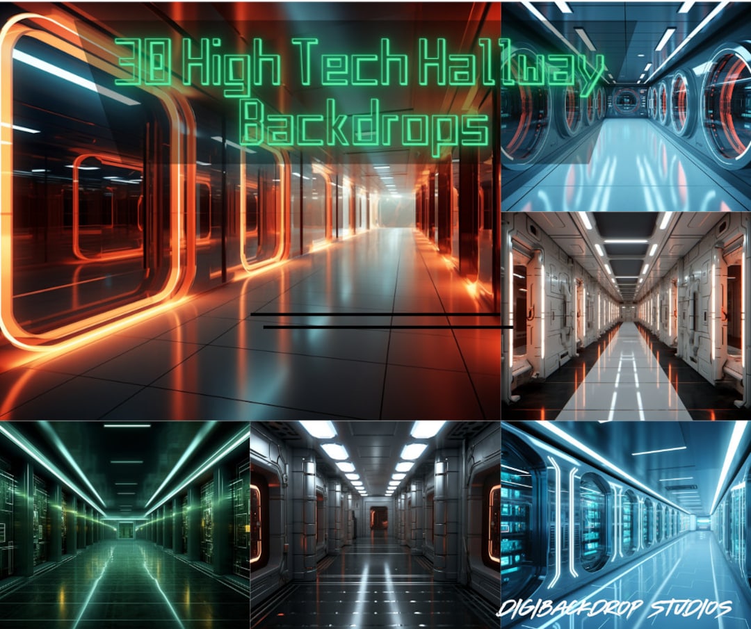 Halltech Background High Tech Hallway Digital Backdrops: 30 PNG & JPEG Files - Etsy