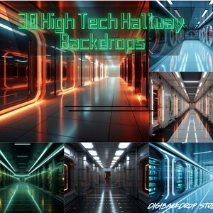 Digital Backdrops For Fine Art Photography Composite Photoshop High Tech Hallway Canva Digital  Zoom Background Model Overlay High Res PNG
