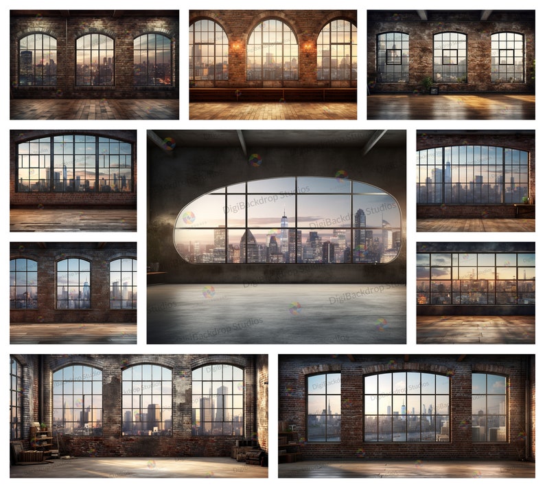 Urban Loft Digital Backdrops: Brick Wall Photography Scenes (digital ...