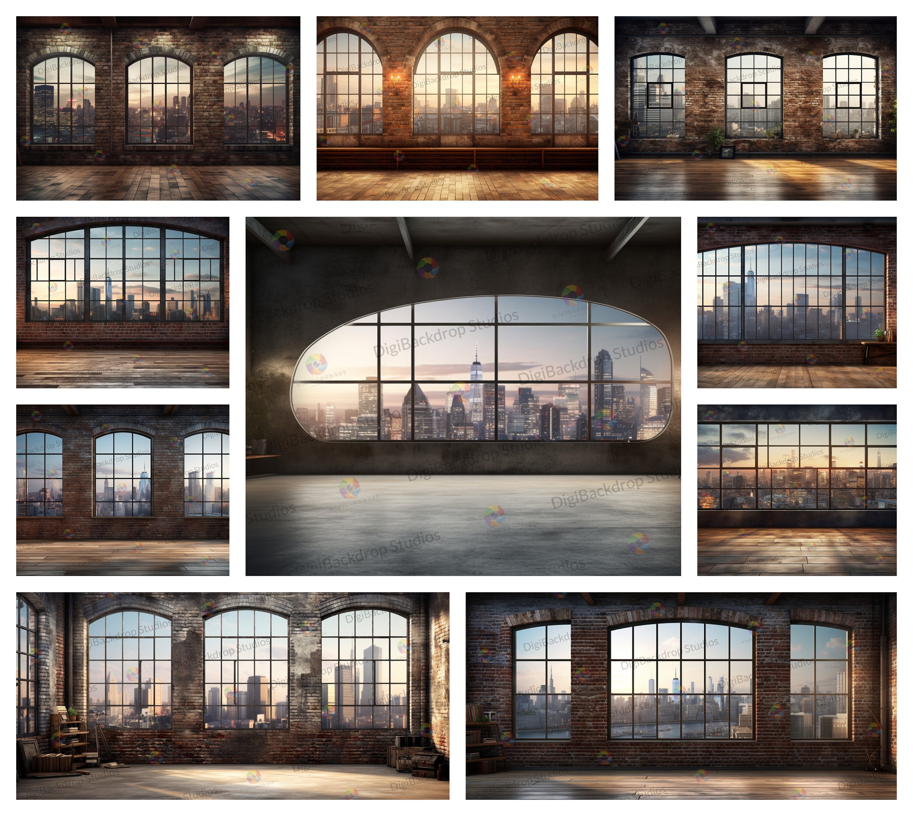 Urban Loft Digital Backdrops: Brick Wall Photography Scenes (digital ...
