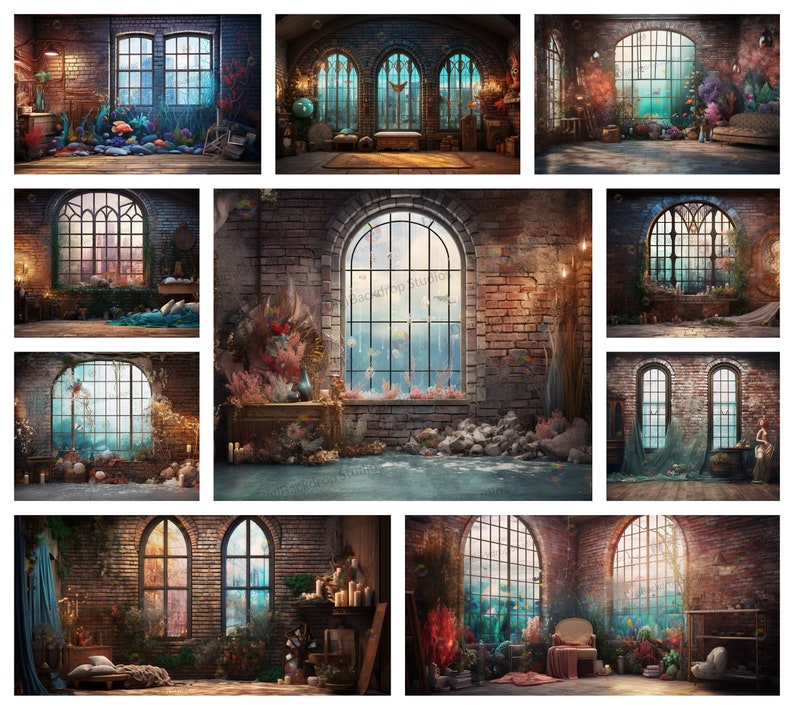 Overlooking Design Backdrop Fantasy Studio Backdrops: High-res PNG, JPG for Canva & Zoom (digital ...
