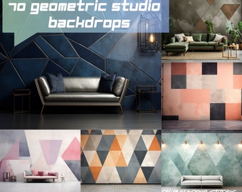Geometric Wall Digital Backdrops: Studio Photography Overlays (PNG/JPG)