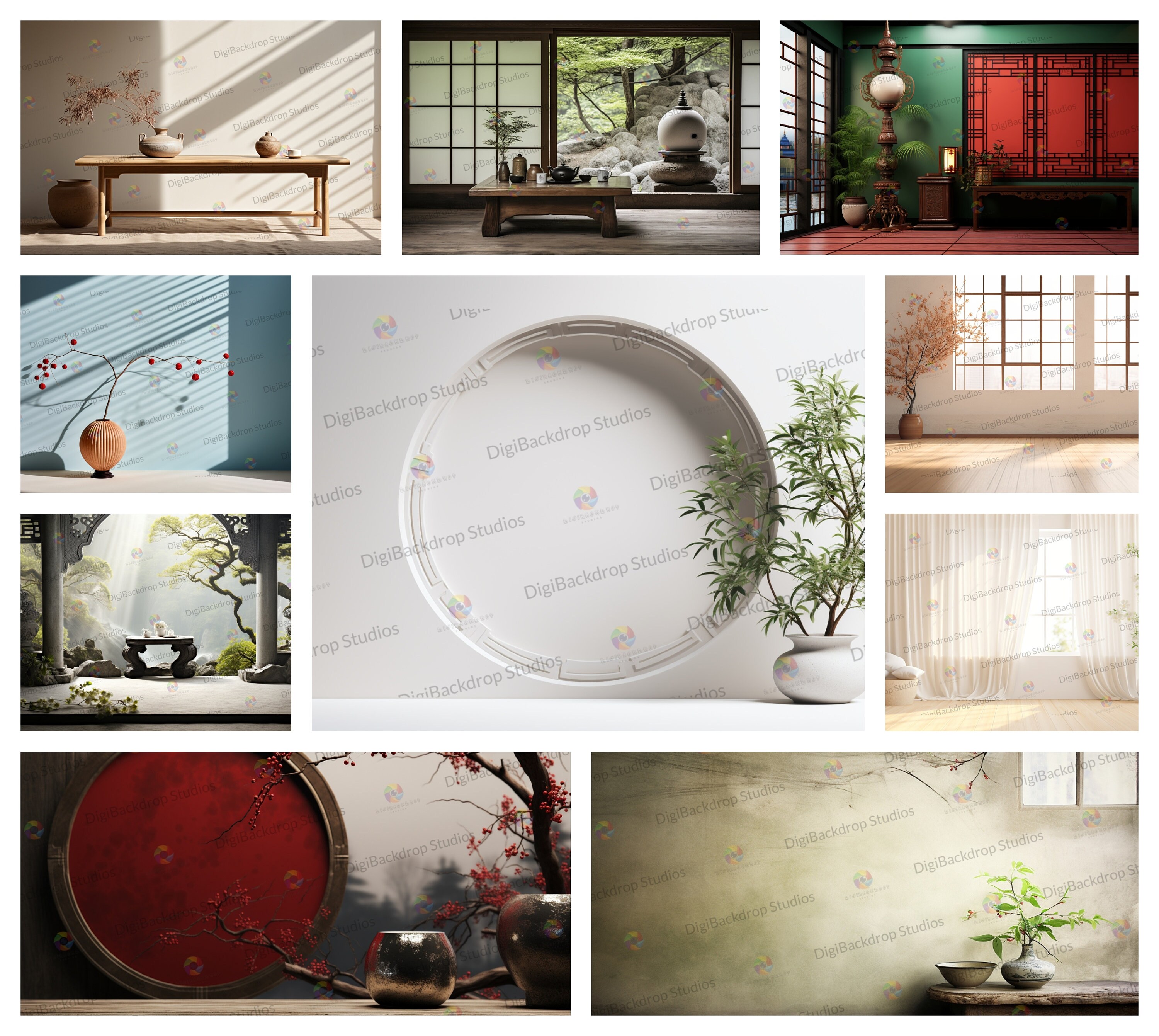 Chinese Style Studio Backdrops: Fine Art Photography Overlays (PNG) - Etsy