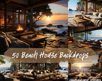 Coastal Beach House Backdrops: Modern Man Cave Designs (PNG, JPEG)