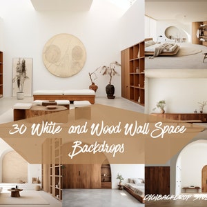 White Wall & Wood Wall Wedding Digital Backdrops for Zoom, High-Res PNG/JPG, Fine Art Background Photography for Virtual, Creative Projects