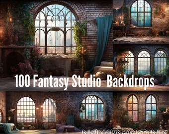 Fantasy Studio Backdrops: High-Res PNG, JPG for Canva & Zoom (Digital Download)