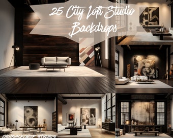 Digital Background Fine Art Photography Photoshop City Loft Studio Digital Backgrounds Canva Overlay High Res PNG Model Studio Zoom Backdrop