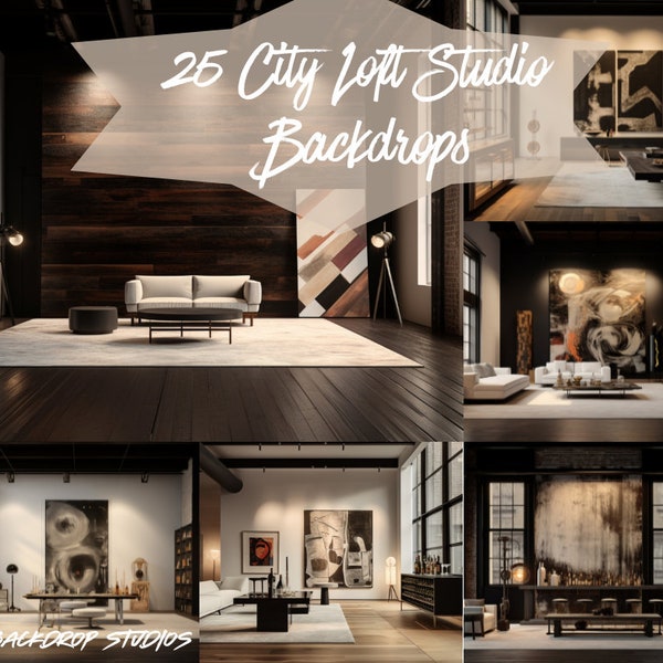 Digital Background Fine Art Photography Photoshop City Loft Studio Digital Backgrounds Canva Overlay High Res PNG Model Studio Zoom Backdrop