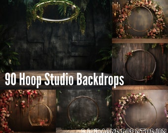 90 Hoop Studio Digital Backdrops: Floral Photography Backgrounds (PNG & JPG)