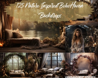 Bohemian Nature Digital Backdrops: High-Res PNG/JPG (125)
