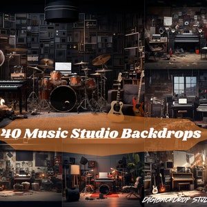 Rhythmic Reverie Digital Backdrops – Home Music Studio Fine Art Photography Backgrounds for Photoshop, Canva, and Virtual Zoom– HQ PNG & JPG