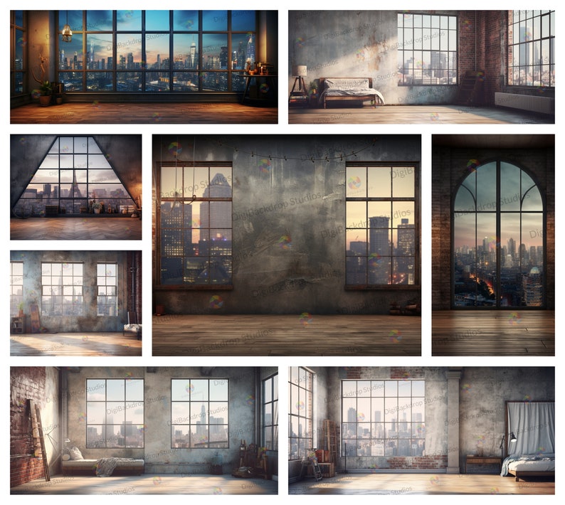 Overlooking Design Backdrop Urban Loft Digital Backdrops: Brick Wall Photography Scenes (digital ...