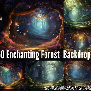 Enchanting Forest Backdrops: 50 Mystical PNG Overlays (Digital Download)