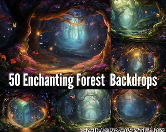Enchanting Forest Backdrops: 50 Mystical PNG Overlays (Digital Download)