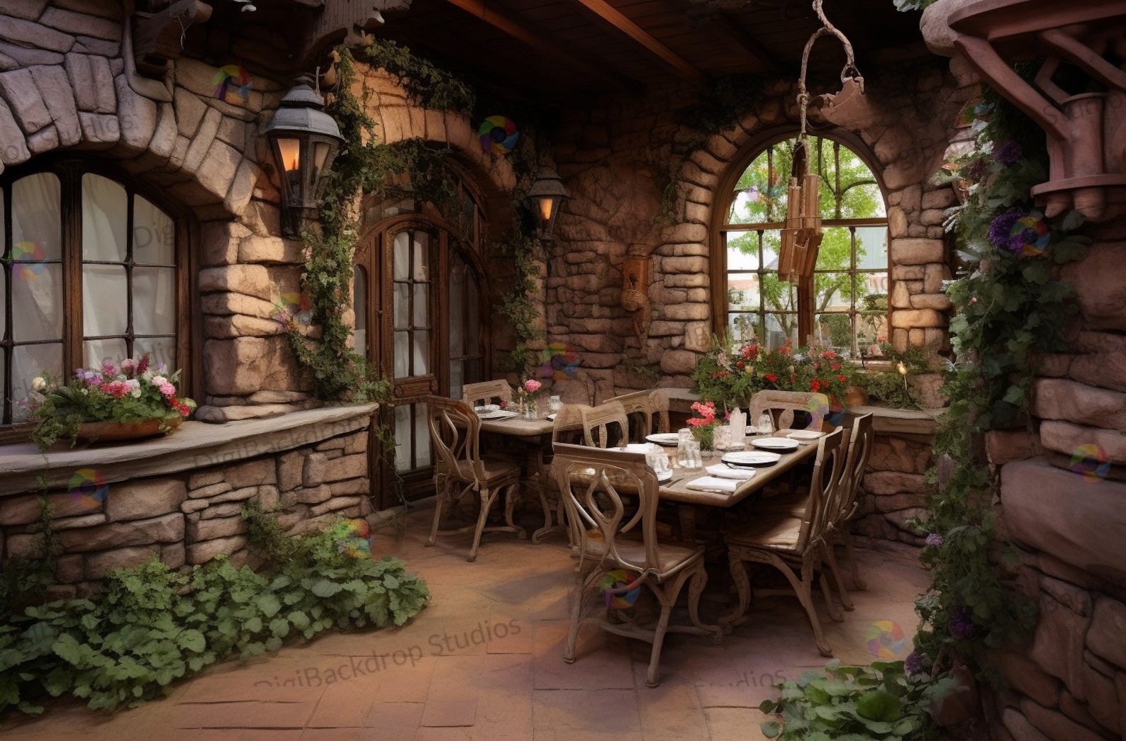 French Garden Cafe Digital Backdrops: Fine Art Photography (PNG/JPG) - Etsy