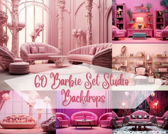 Pink Barbie Fantasy Studio Backdrop: Glam Photography & Zoom (PNG, JPEG)