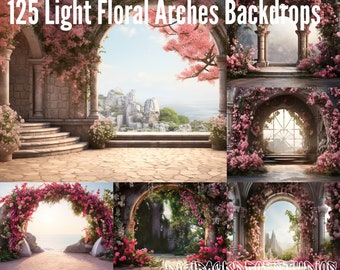 Floral Arches Digital Backdrops: Fine Art Photography, Zoom (PNG, JPG)