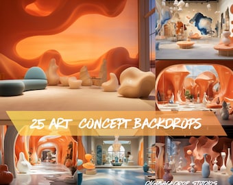 Art Concept Digital Backdrops: Modern Living Spaces (PNG, JPEG)