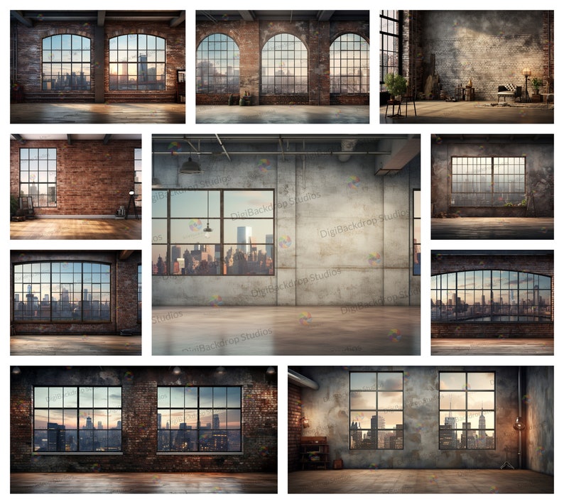 Urban Loft Digital Backdrops: Brick Wall Photography Scenes (digital ...