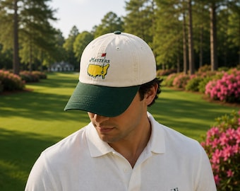 Cappello da golf ispirato al Masters, berretto da golf vintage bicolore ricamato, cappello da baseball da country club, cappello da golf regolabile in cotone per uomo