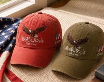 America 250th Anniversary Embroidered Cap, USA Semiquincentennial Eagle Hat, We The People Cap, Custom Name Patriotic Hat, 1776 2026 Gift