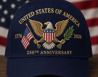 Cappello personalizzato USA 250° Anniversario Lavato 1776 2026 Cappello patriottico vintage Aquila ricamata personalizzata Regalo americano