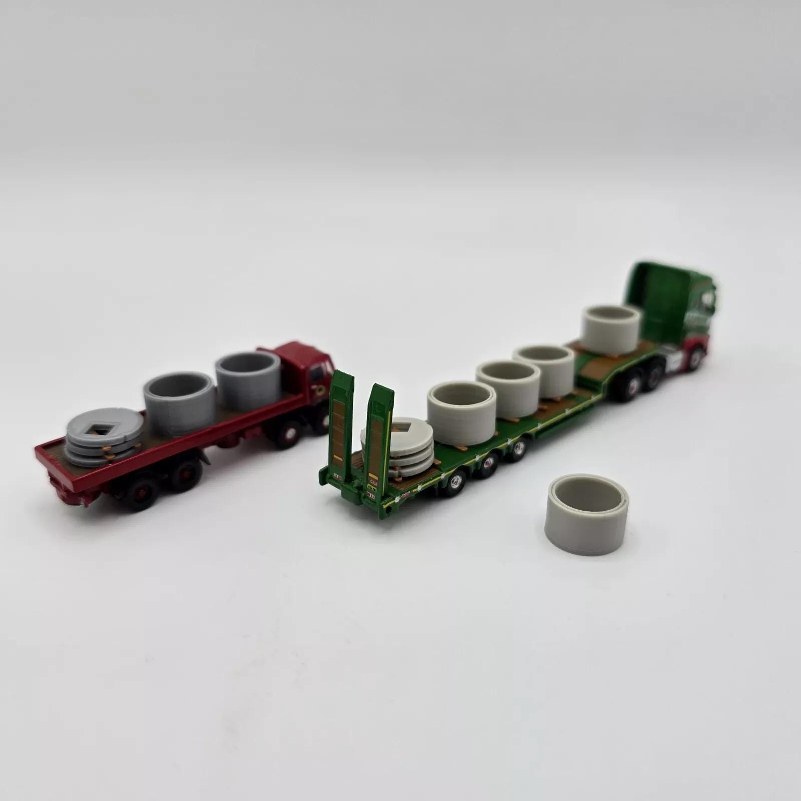 Painted N Scale Traction Engine Trailers - 1:148 Gauge For Steam Haulage Models