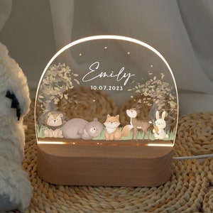 Personalized baby night lamp, acrylic night light, baby gift birth, baby gift personalized, christening gift, christmas gift, bedside lamp Short