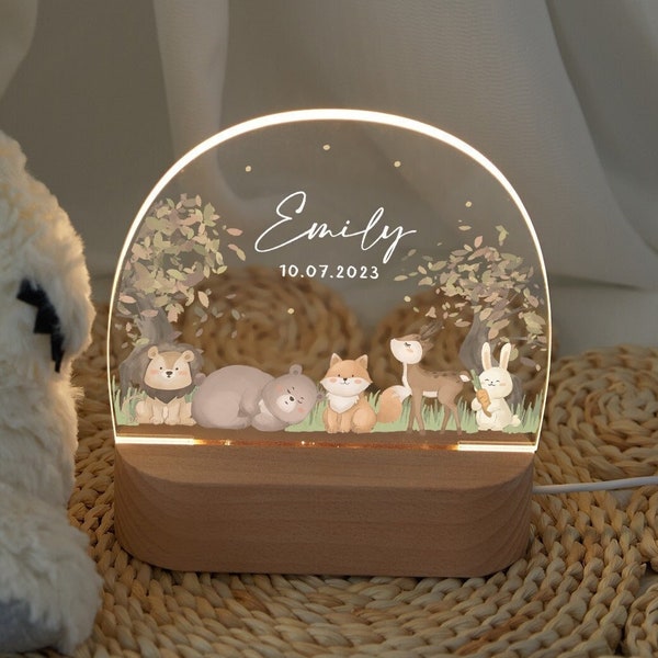 Lampada notturna per bambini personalizzata, luce notturna acrilica, nascita regalo per bambini, regalo per bambini personalizzato, regalo di battesimo, regalo di Natale, lampada da comodino