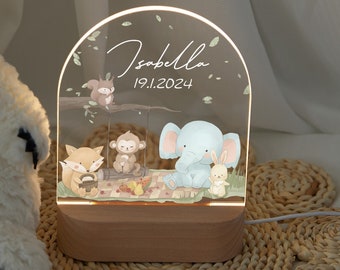 Easter gift for baby, personalized baby night light, animal night lamp for kids, baby gifts, christening gift, birthday gift, bedside lamp