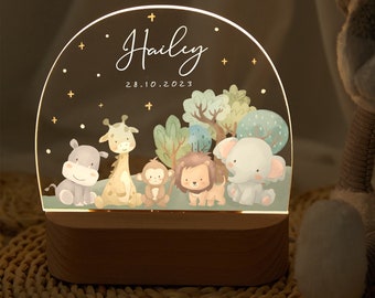 Personalized night light baby, animal lamp, baby gift birth, easter and christening gift, birthday gift, nursery decor, bedside lamp
