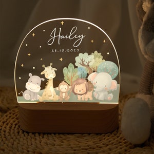 Personalized night light baby, animal lamp, baby gift birth, birthday gift, easter and christening gift, nursery decor, bedside lamp zdjęcie 1