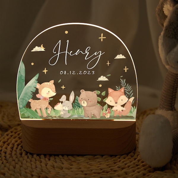 Veilleuse pour bébé personnalisée, jolie lampe de nuit en acrylique pour bébé, veilleuse douce pour bébé, charmante veilleuse pour enfants, cadeau de baptême pour bébé