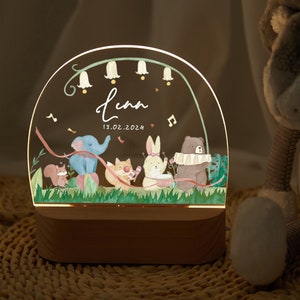 Veilleuse personnalisée pour fête musicale animal bab, cadeau naissance bébé, veilleuse bébé, lampe de nuit animal mignon, lampe déco chambre bébé Short