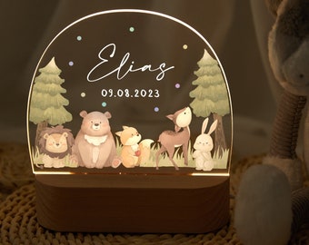 Personalized Night Light for Kids Gift for Baby Baby Night Light Girl Boy Bedroom Bedside Light Gift Bear,racoon,squirrel