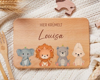 Frühstücksteller aus Holz für Kinder Geschenk, personalisiertes Holzbrett mit Gravur, Frühstücksbrett, Kleinkind Geschenk, Holzbrett mit Baby Namen