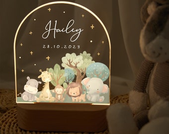 Bebé de luz nocturna personalizada, luz nocturna de animales, nacimiento de regalo de bebé, regalo de Pascua, regalo de cumpleaños, decoración de guardería, junto a la cama