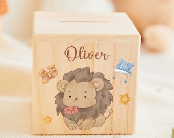 Personalizedkids money box gifts, cute money box, money box wood, children money box with name, customized piggy bank, baptism gift