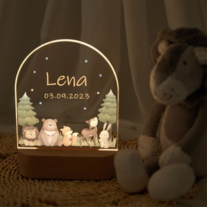 Baby Nachtlampe personalisiert, süsse Tiere Nachtlicht, Baby Geschenk Geburt, Baby Geschenk personalisiert, Ostergeschenk Taufgeschenk, Geburtstagsgeschenk Long