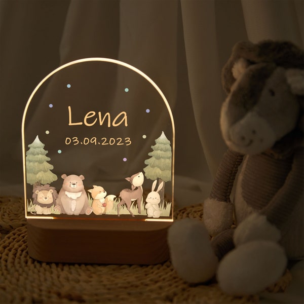 Personalized baby night lamp, cute animals night light, baby gift birth, baby gift personalized, easter gift christening gift, birthday gift