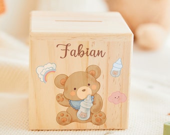 Easter kids money box gifts, personalized cute money box, money box wood, children money box with name, customized piggy bank, baptism gift
