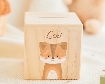 Money box for kids personalized animal, unique wooden money box, money box wood kids, children money box with animal, baptism gifts