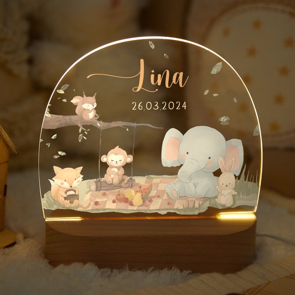 Personalisierte Ostern Nachtlicht Geschenk für Kinder, Tier Lampe, Baby Geschenk Geburt, Taufgeschenk Kinderzimmer, Geburtstagsgeschenk, Nachttischlampe