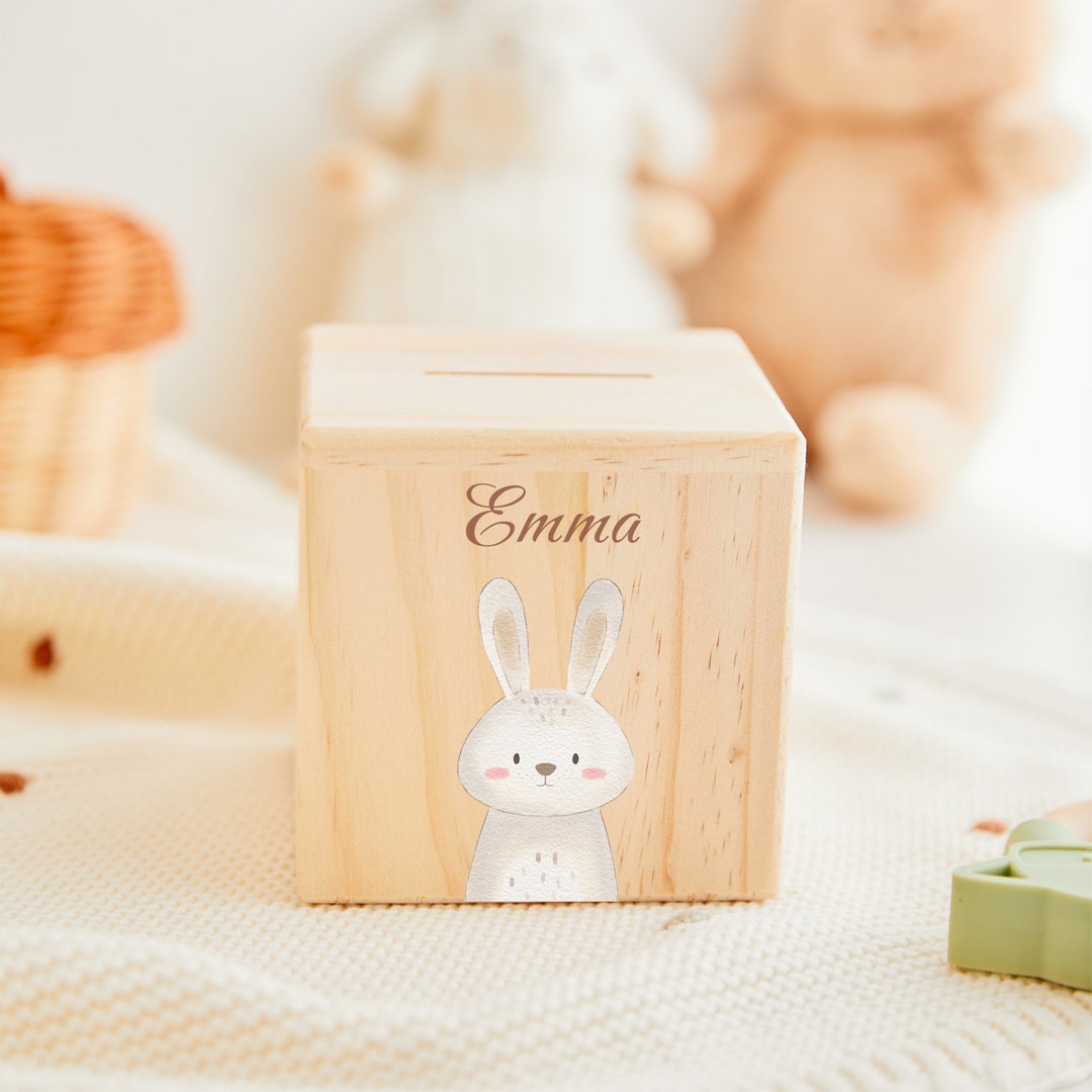 Money Box for Child Personalized, Custom Wooden Piggy Bank for Girls