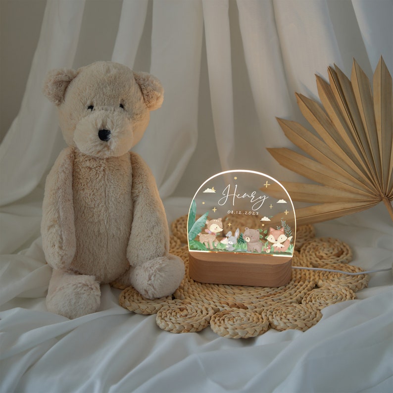 Veilleuse pour bébé personnalisée, jolie lampe de nuit en acrylique pour bébé, veilleuse douce pour bébé, charmante veilleuse pour enfants, cadeau de baptême pour bébé image 5