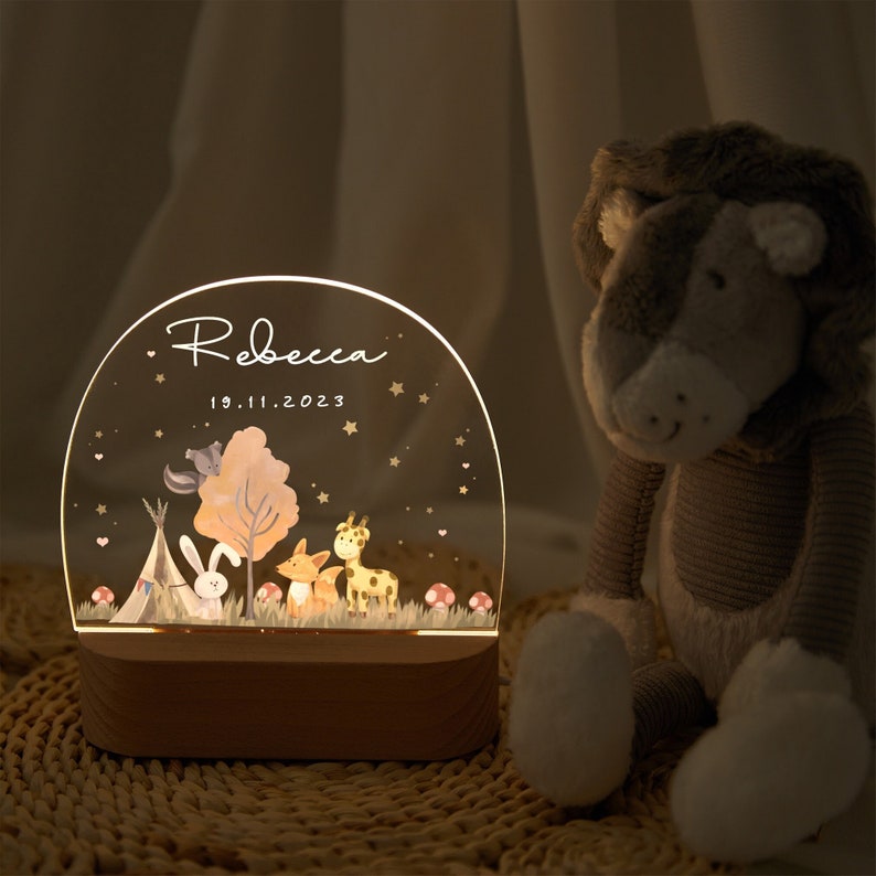 Personalized night lamp with baby names, baby night lamp, baby gift birth, custom baby gift, New Baby Gift, christening gift, bedside night Short